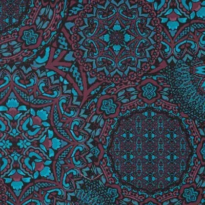 Viscose stretch met blauw abstract patroon